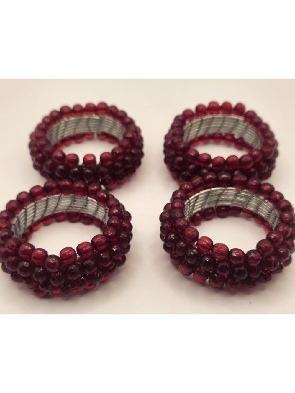 Pier 1 red Glass Beaded Napkin Rings
